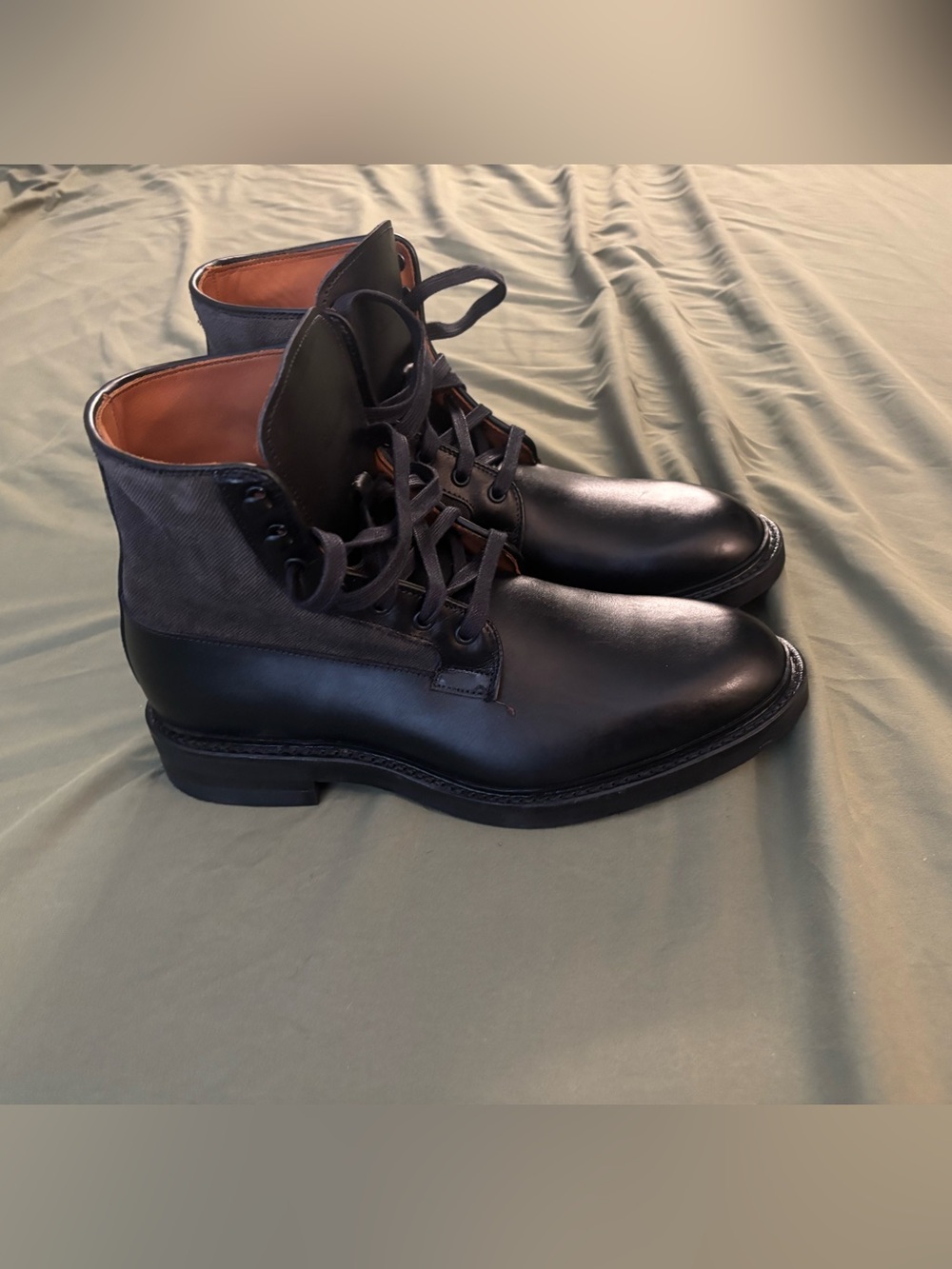 Allen Edmonds Dain Combat Boots (New) - Black Leather & Suede - Made in Italy